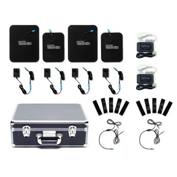 Professional Light Therapy Kit II with multiple pad sizes, dual power supplies, straps, and carrying case
